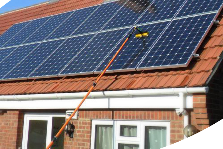 Window cleaner working on a property