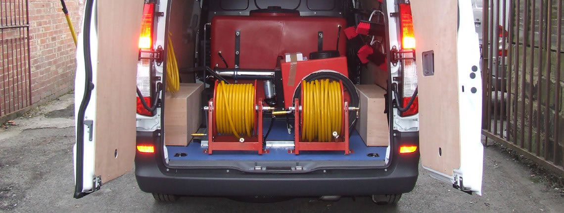 MB Window Clean water-fed pole equipment in a service van